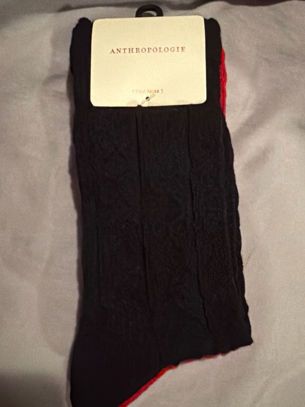 Anthropologie Crew Socks black and red